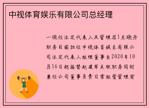 中视体育娱乐有限公司总经理